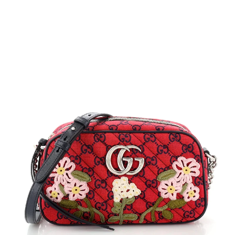 Women Gucci bags with a detachable mirror insideWomen Gucci bags with a detachable mirror insideGG Marmont Shoulder Bag Embroidered Diagonal Quilted GG Canvas Small