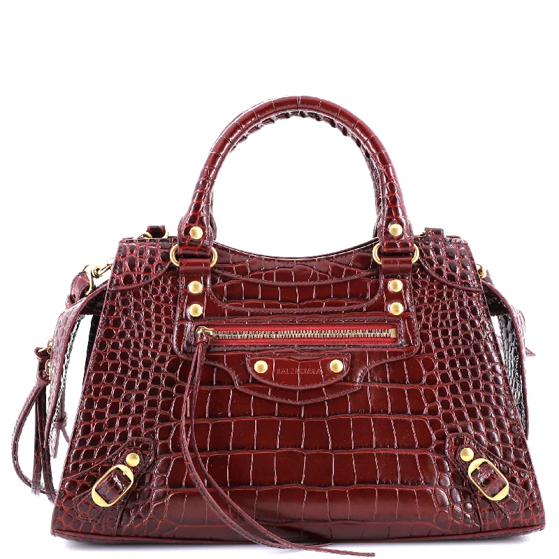 Minimalist Burberry Bags for a Sleek LookNeo Classic City Bag Crocodile Embossed Leather Small