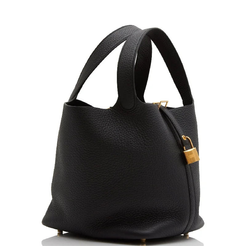 Light - Colored Hermes Bags for Spring and Summer AppealHermes Picotin Lock 22 Black Clemence Gold Hardware