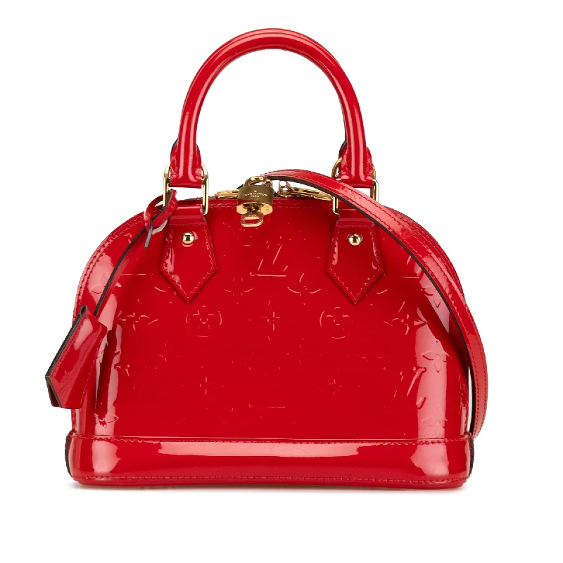 Louis Vuitton handbags with a metal - framed clasp for durabilityRed Louis Vuitton Monogram Vernis Alma BB Satchel