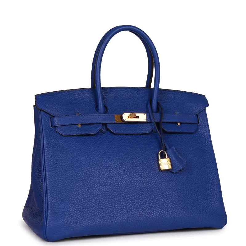 Easy - to - Clean Hermes Bags for Busy LifestylesHermes Special Order (HSS) Birkin 35 Bleu Electric Verso Clemence Gold Hardware