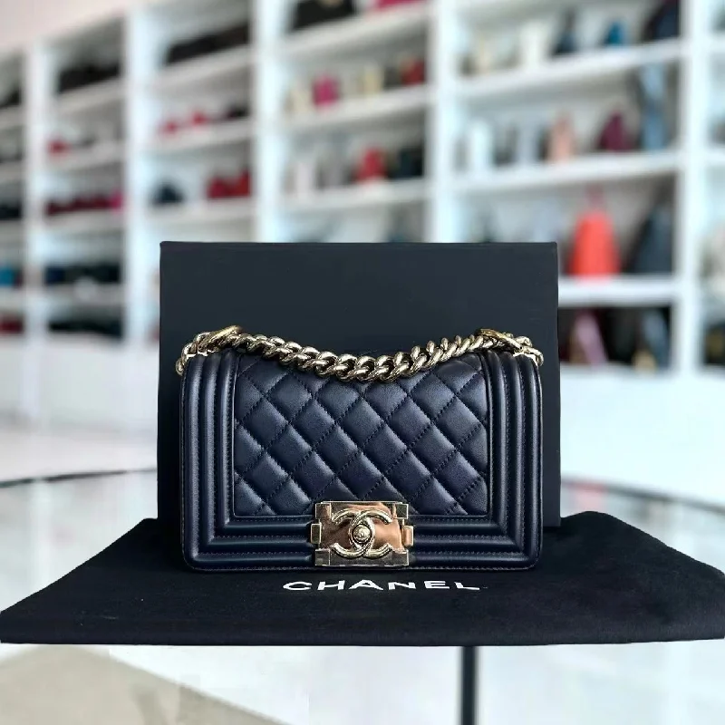 Chanel Colorful Handbag for Spring OutfitsChanel Colorful Handbag for Spring OutfitsBoy Small 20CM Quilted Lambskin Dark Navy Blue Leboy Golden Hardware Series 25