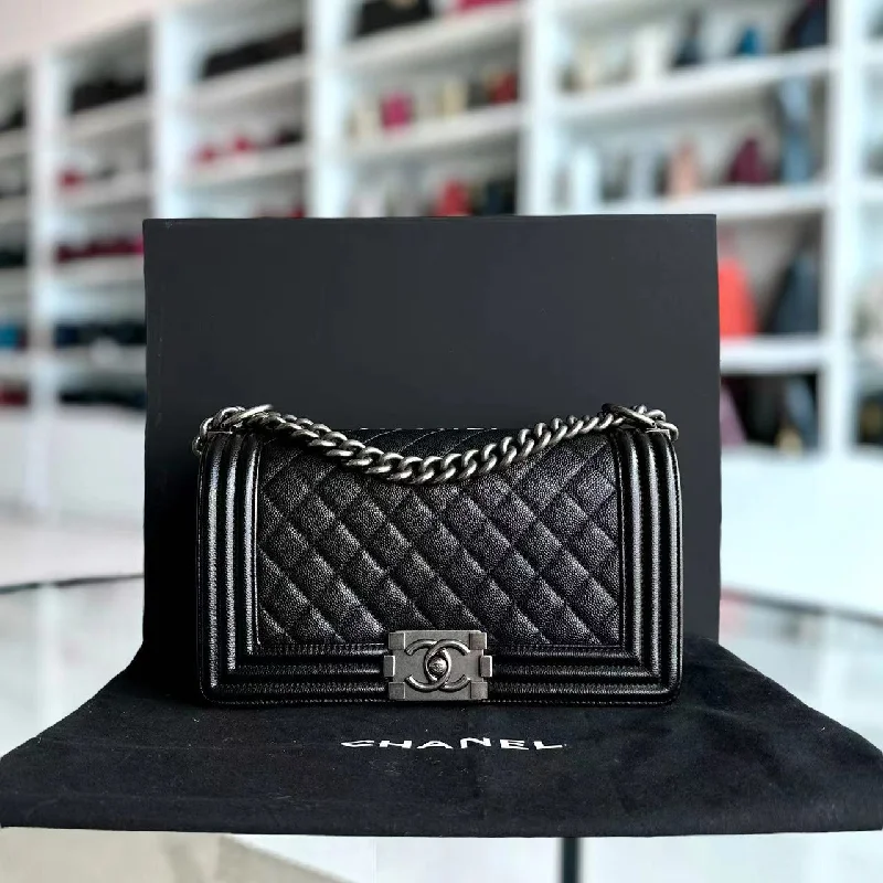 Chanel Colorful Handbag for Spring OutfitsChanel Colorful Handbag for Spring OutfitsCaviar Boy Old Medium 25CM Quilted Calfskin Black Leboy Ruthenium Silver Hardware Series 25