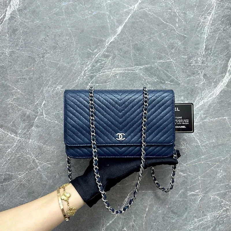 Chanel Luxury Handbag for High - End EventsChanel Luxury Handbag for High - End EventsCaviar WOC Wallet On Chain Dark Blue SHW No 22