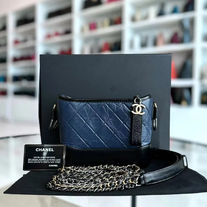 Chanel Handbag with Adjustable Strap for ComfortChanel Handbag with Adjustable Strap for ComfortGabrielle Small Quilted Calfskin Dark Navy Blue Two Tone Hardware Series 25