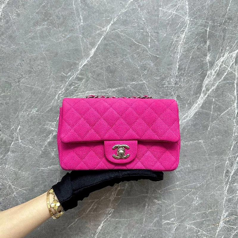 Chanel Classic Flap Bag for Evening PartyChanel Classic Flap Bag for Evening PartyMini Caviar Classic Flap Suede Calfskin Hot Pink SHW No 17