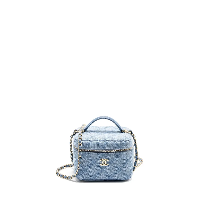 Chanel Designer Handbag with Unique DesignChanel Designer Handbag with Unique DesignChanel Vanity Case with Chain Denim Blue LGHW (Microchip)