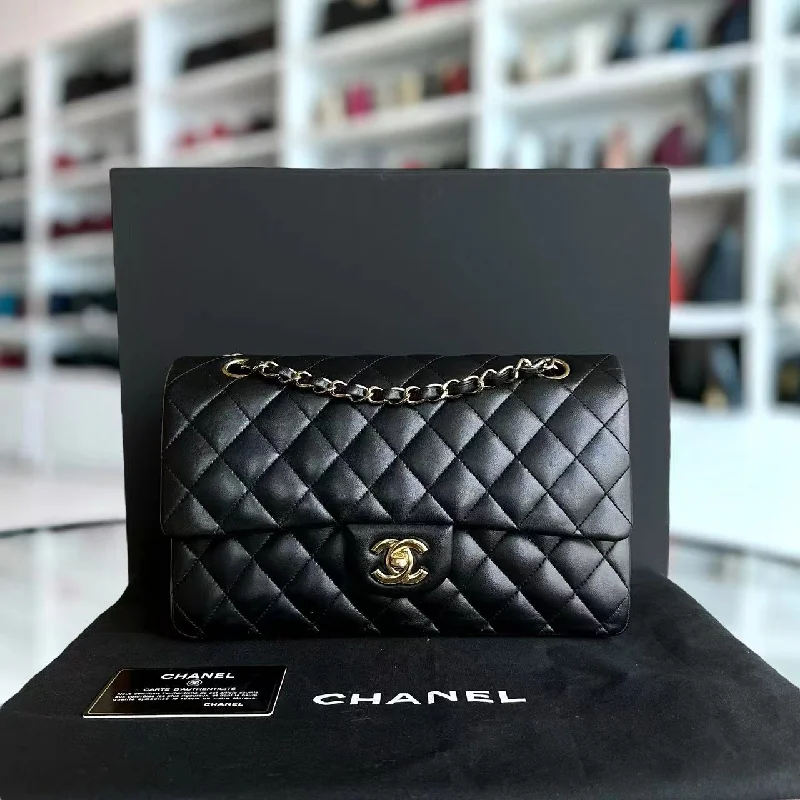 Chanel Handbag with Adjustable Strap for ComfortChanel Handbag with Adjustable Strap for ComfortDouble Flap Quilted Lambskin Black GHW No 14