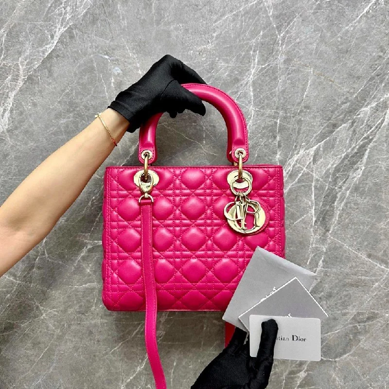 Trendsetting Christian Dior crossbody bags with a colorful strapTrendsetting Christian Dior crossbody bags with a colorful strapLady Medium Lambskin Hot Pink GHW