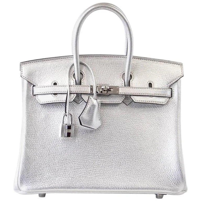 Sporty - Inspired Hermes Bags for Active LifestylesHermes Birkin 25 Ultra Rare Metallic Silver Chevre Palladium Hardware